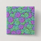 Fun Paars en Green Flowers Vierkante Button 5,1 Cm (Voorkant)