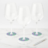 Fun Paars en Green Flowers Wijnglaslabel (Set)
