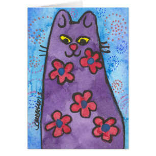 Fun Paars Flowered Cat