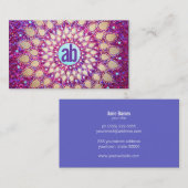 Fun Paars Glitter Festive Monogram Visitekaartje (Voorkant / Achterkant)