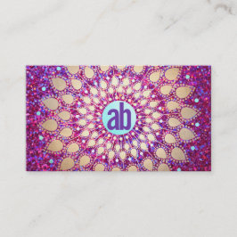 Fun Paars Glitter Festive Monogram Visitekaartje