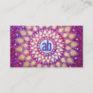 Fun Paars Glitter Festive Monogram Visitekaartje
