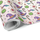 Fun Paars Halloween, Green Magic Witchy Bottle Wra Cadeaupapier (Rol Hoek)