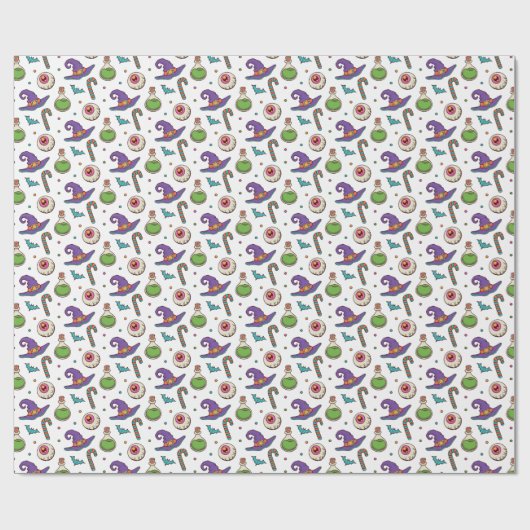 Fun Paars Halloween, Green Magic Witchy Bottle Wra Cadeaupapier (Vlak)