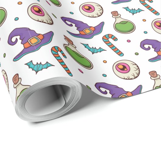 Fun Paars Halloween, Green Magic Witchy Bottle Wra Cadeaupapier (Rol Hoek)