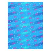 Fun Paars Happy Birthday Grafisch op blauw Tafelkleed (Voorkant)