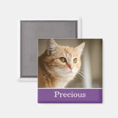 Fun Paars Personalized Pet Photo Magnet (Voorkant / Achterkant)