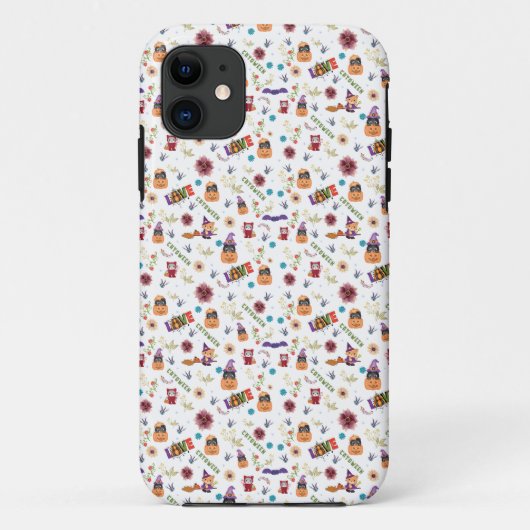 Fun Paars Pet Catoween, Cute Oranje Pumpkin Case-Mate iPhone Case (Achterkant)