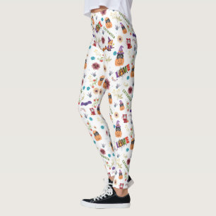 Fun Paars Pet Catoween, Cute Oranje Pumpkin Leggings