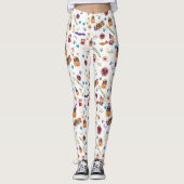 Fun Paars Pet Catoween, Cute Oranje Pumpkin Leggings (Voorkant)