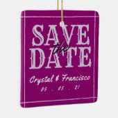 Fun Paars Save the Date Keramisch Ornament (Rechts)