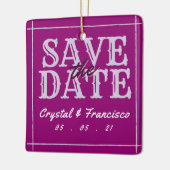 Fun Paars Save the Date Keramisch Ornament (Links)