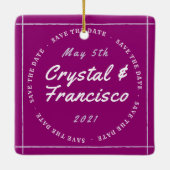 Fun Paars Save the Date Keramisch Ornament (Achterkant)