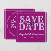 Fun Paars Save the Date Notitiekaartje (Voorkant / Achterkant)