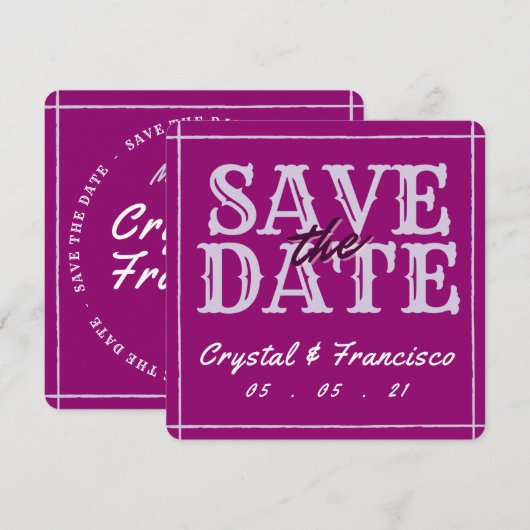 Fun Paars Save the Date Notitiekaartje (Voorkant / Achterkant)