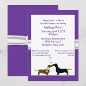 Fun Paarse Dachshunds Bridal Shower Invitation Kaart (Voorkant / Achterkant)