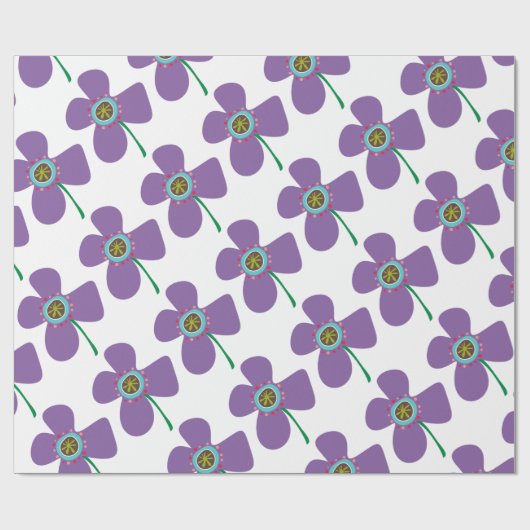 Fun Paarse Daisy Pop Summer Flower Whimsical Gift Cadeaupapier (Vlak)