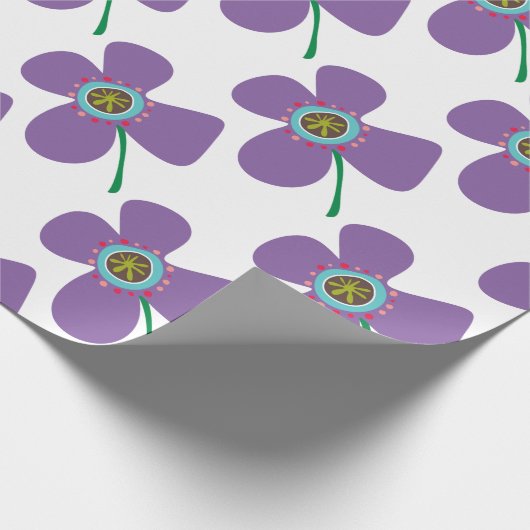 Fun Paarse Daisy Pop Summer Flower Whimsical Gift Cadeaupapier (Hoek)