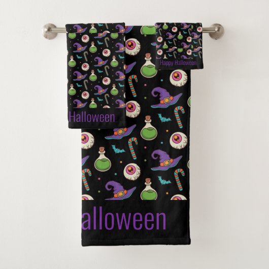 Fun Paarse Halloween, Green Magic Witchy Bottle Bad Handdoek (Insitu)