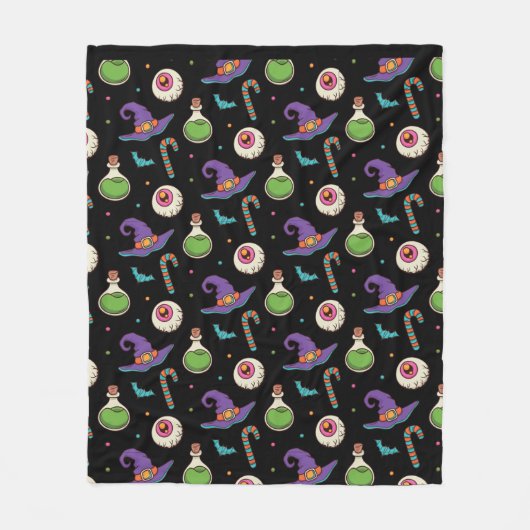 Fun Paarse Halloween, Green Magic Witchy Bottle Fleece Deken (Voorkant)