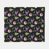 Fun Paarse Halloween, Green Magic Witchy Bottle Fleece Deken (Voorkant (Horizontaal))