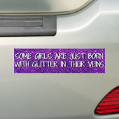 Fun Paarse meisjes met Glitter Bumpersticker (Op auto)