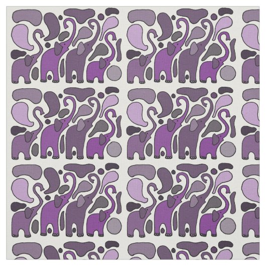 Fun Paarse olifant Abstract kunstweefsel Stof (Swatch)