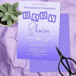 Fun Paarse Ombre BABY Blokken Showuitnodiging Kaart