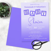 Fun Paarse Ombre BABY Blokken Showuitnodiging