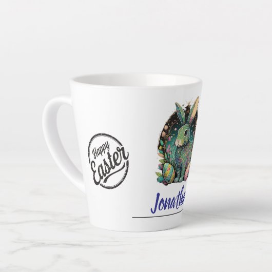 Fun Paashaas gepersonaliseerd Latte Mok (Linkerhoek)