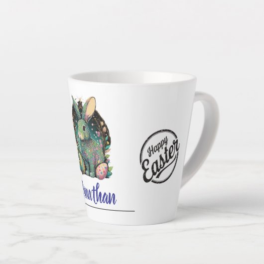 Fun Paashaas gepersonaliseerd Latte Mok (Rechterhoek)