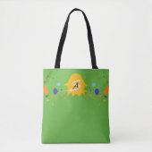 Fun Paint Drips Spring Green Monogrammed Tote Bag (Voorkant)