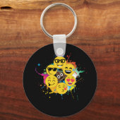 Fun Paint Splatter Emojis Heart Kiss Nerd Cool Sleutelhanger (Voorkant)