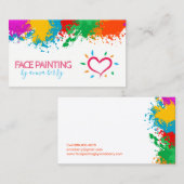 Fun Paint Splatter en Heart Face Painting Contactkaartje (Voorkant / Achterkant)
