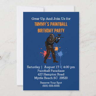 Fun Paintball Birthday Party Invitation Kaart