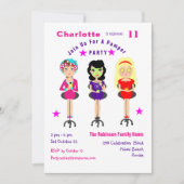 Fun Pamper Party Girls Birthday Invites Kaart (Voorkant)