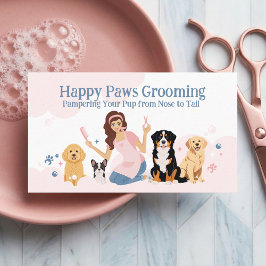 Fun Pampered Pet Dog Groomer Professional Stylist  Visitekaartje