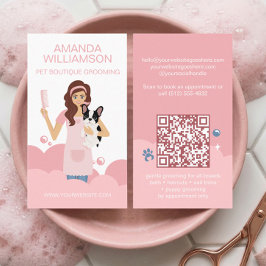 Fun Pampered Pet Dog Groomer Professional Stylist  Visitekaartje