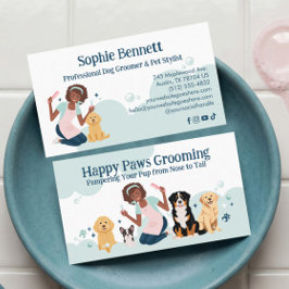 Fun Pampered Pet Dog Groomer Professional Stylist  Visitekaartje
