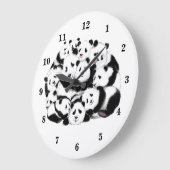 Fun Pandas Clock - Big Hugs - Black White Painting Grote Klok (Hoek)