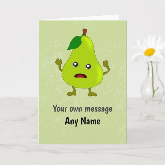 Fun Panicking Pear - Geen stress Birthday / Occasi Kaart (Kleine Plant)