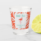 Fun Papaya Tropical Flamingo & Foliage Vacation Shot Glas (Voorkant)