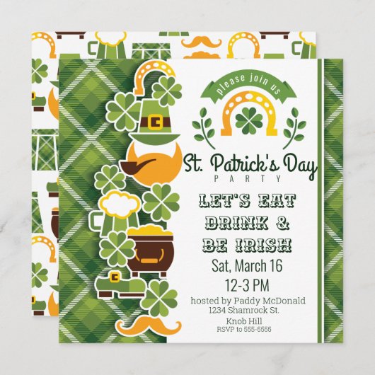 Fun Papercut St. Patrick's Day Leprechauns Bier Kaart (Voorkant / Achterkant)