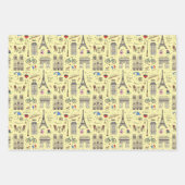 Fun Paris Doodles - 3 kleuren Inpakpapier Vel (Voorkant 3)