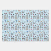 Fun Paris Doodles - 3 kleuren Inpakpapier Vel (Voorkant 2)