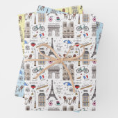 Fun Paris Doodles - 3 kleuren Inpakpapier Vel (In situ)