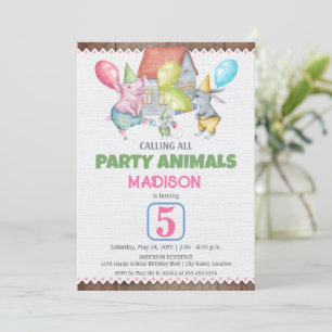 Fun Party Animal Birthday Kaart