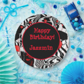 Fun Party Black, White, Red Modern Jazz Papieren Bordje (Feest)