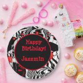 Fun Party Black, White, Red Modern Jazz Papieren Bordje (Feest)