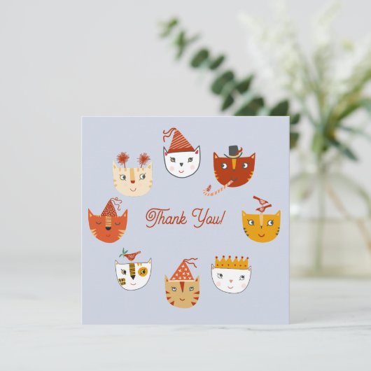 Fun Party Cat Dank je kaart (Staand voorkant)